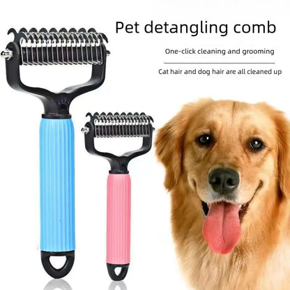 Professional Pet Grooming Tool - Universal Detangling Comb for Dogs with Stainless Steel Double-Sided Design for Effective Shedding and Matted Hair Removal, Ideal for Daily Coat Maintenance.