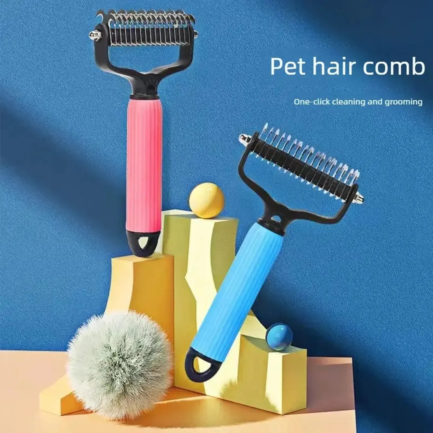 Professional Pet Grooming Tool - Universal Detangling Comb for Dogs with Stainless Steel Double-Sided Design for Effective Shedding and Matted Hair Removal, Ideal for Daily Coat Maintenance.