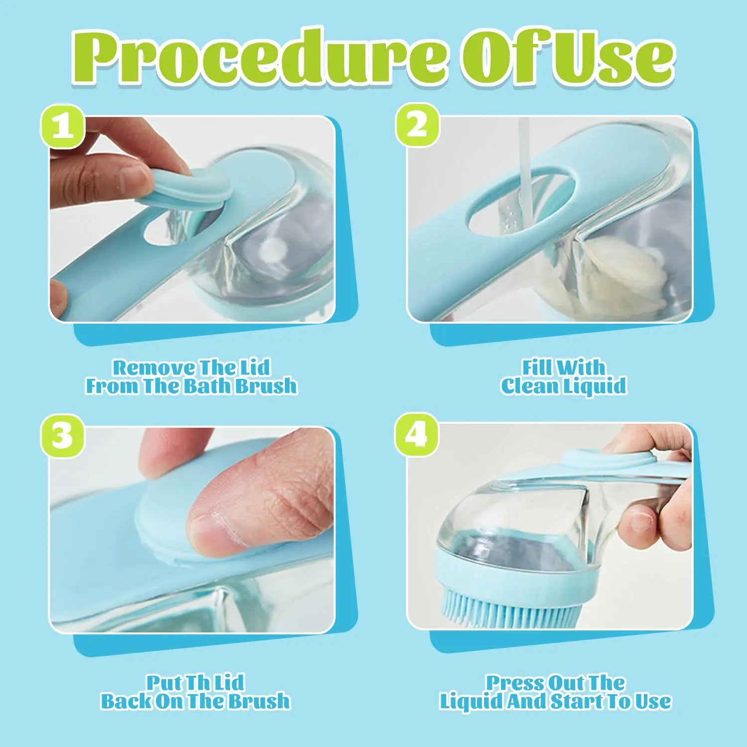 Pet Bath Brush with Shampoo Dispenser for Dogs and Cats - Ergonomic Handle, Gentle Massage Grooming Tool, Easy to Use, Essential Bathing Supply for Pets