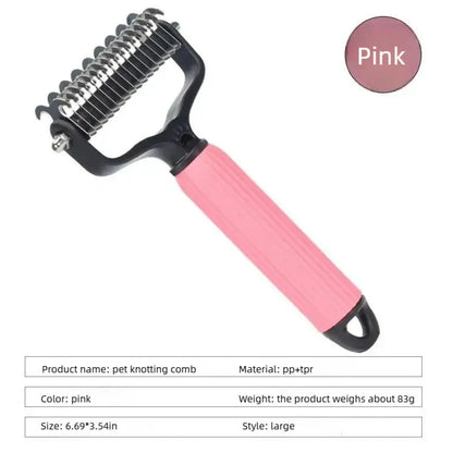 Professional Pet Grooming Tool - Universal Detangling Comb for Dogs with Stainless Steel Double-Sided Design for Effective Shedding and Matted Hair Removal, Ideal for Daily Coat Maintenance.
