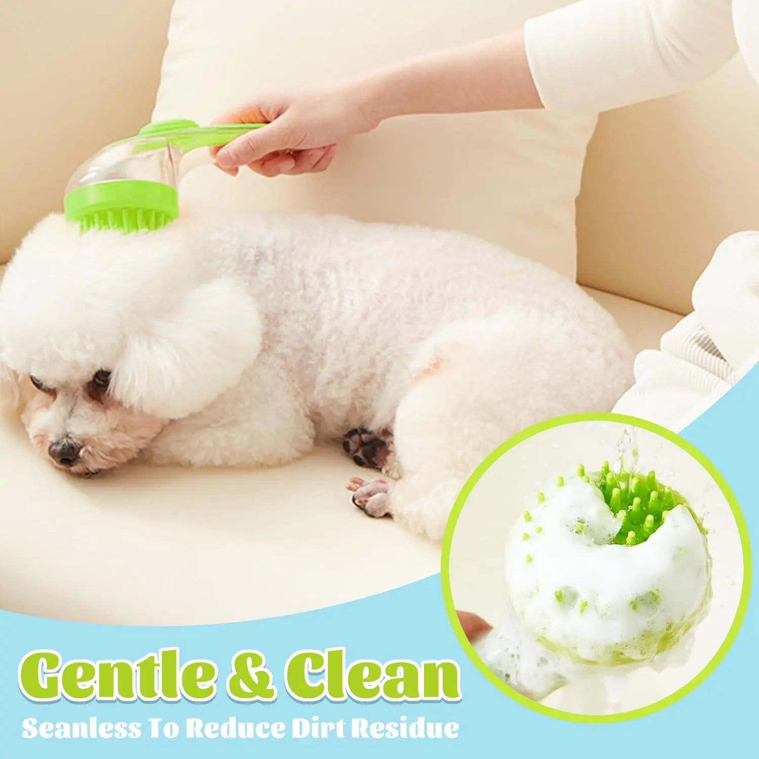 Pet Bath Brush with Shampoo Dispenser for Dogs and Cats - Ergonomic Handle, Gentle Massage Grooming Tool, Easy to Use, Essential Bathing Supply for Pets